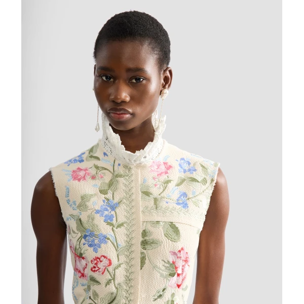 Erdem Embroidered Cotton Twill Hourglass Midi Dress - Dresses - British Romantic Luxury at Luxury Shoes 