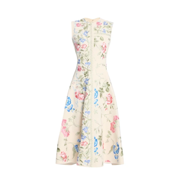 Erdem Embroidered Cotton Twill Hourglass Midi Dress - Dresses - British Romantic Luxury at Luxury Shoes 