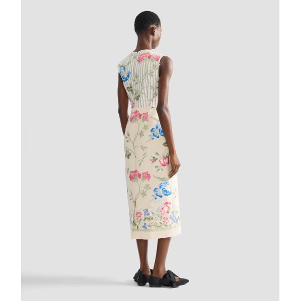 Erdem Embroidered Cotton Twill Pencil Midi Dress - Dresses - British Romantic Luxury at Luxury Shoes 