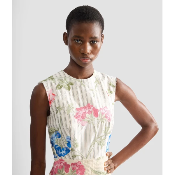 Erdem Embroidered Cotton Twill Pencil Midi Dress - Dresses - British Romantic Luxury at Luxury Shoes 