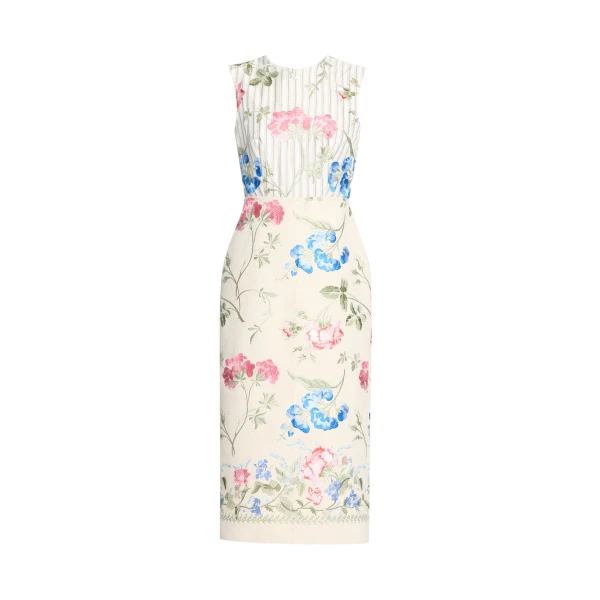 Erdem Embroidered Cotton Twill Pencil Midi Dress - Dresses - British Romantic Luxury at Luxury Shoes 