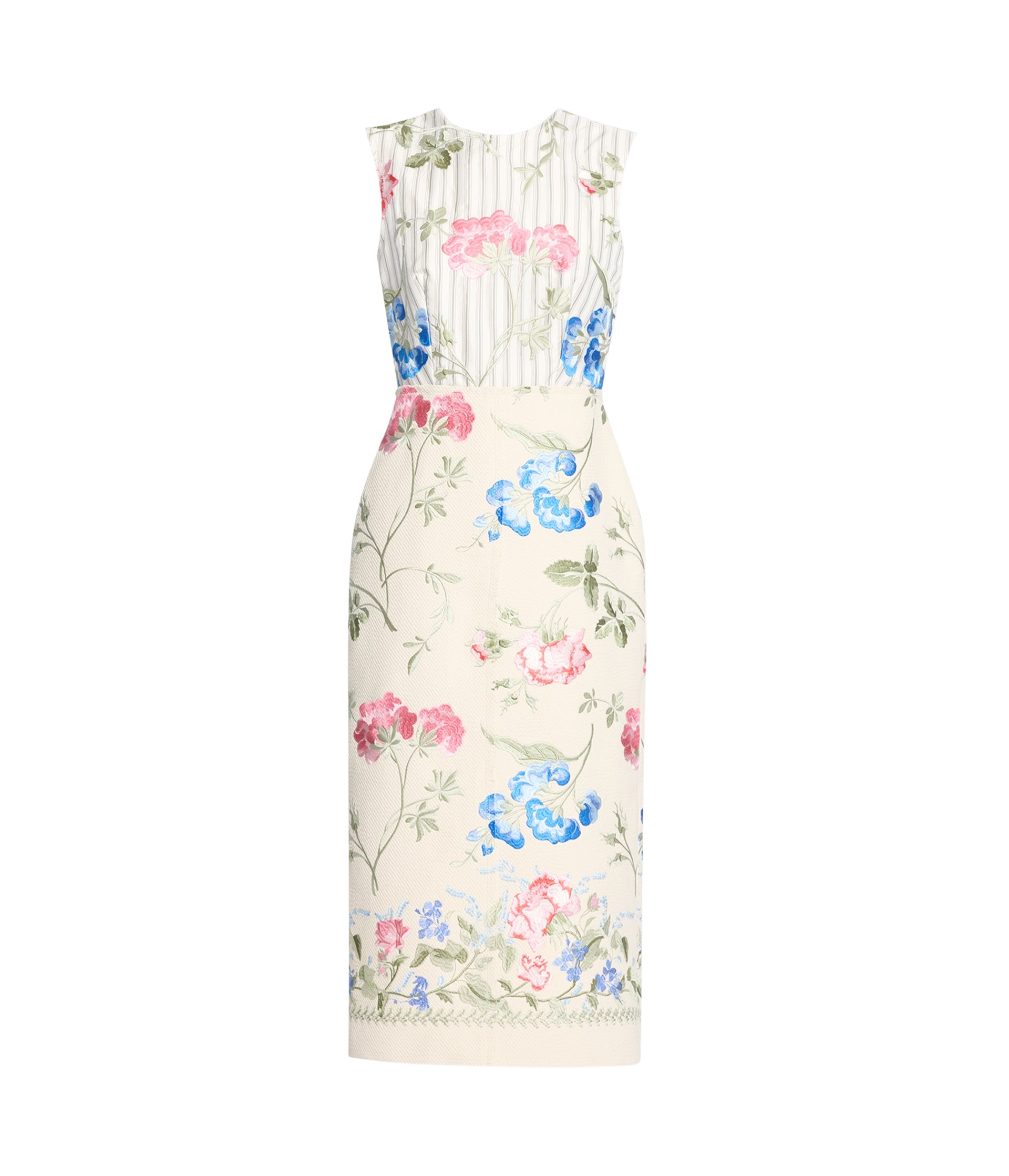 Erdem Embroidered Cotton Twill Pencil Midi Dress - Dresses - British Romantic Luxury at Luxury Shoes 