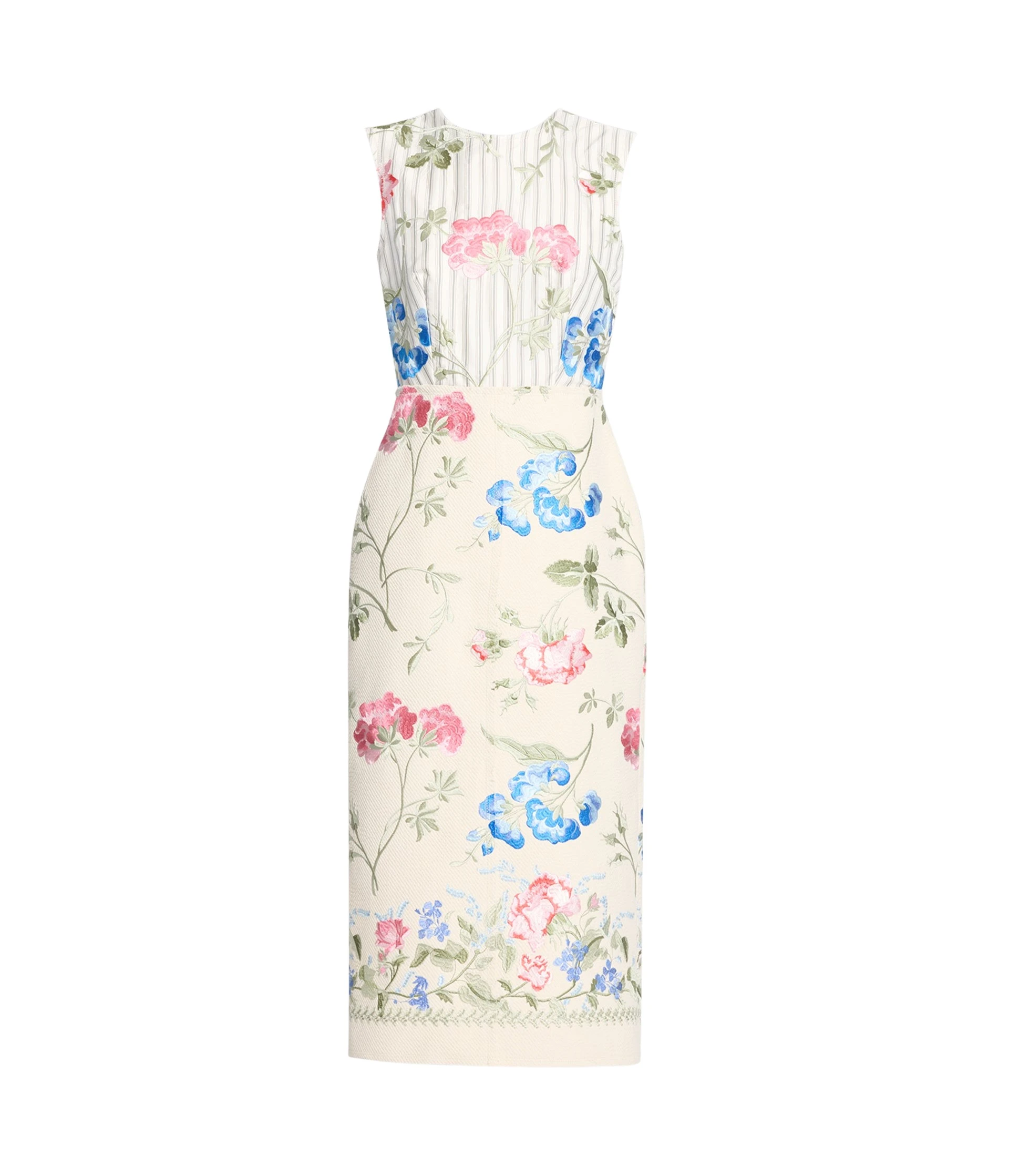Erdem-Embroidered-Cotton-Twill-Pencil-Midi-Dress-coveti42967_nobg Erdem Embroidered Cotton Twill Pencil Midi Dress - Dresses - British Romantic Luxury at Luxury Shoes