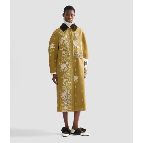 Erdem Embroidered Denim Coat - Coats - British Romantic Luxury at Luxury Shoes 