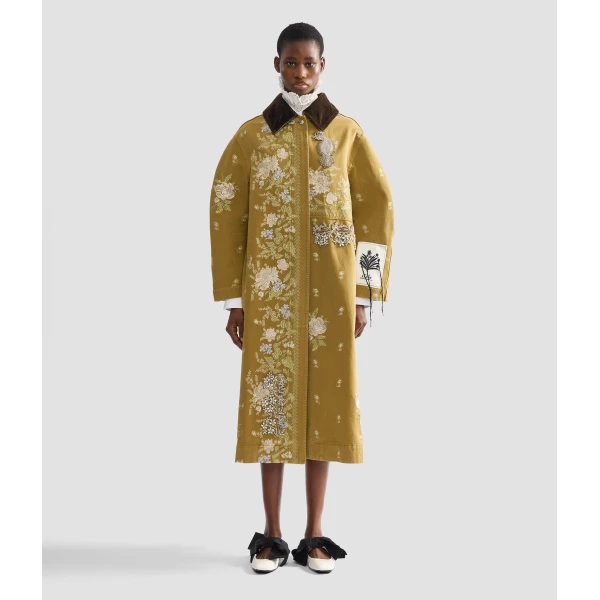 Erdem Embroidered Denim Coat - Coats - British Romantic Luxury at Luxury Shoes 