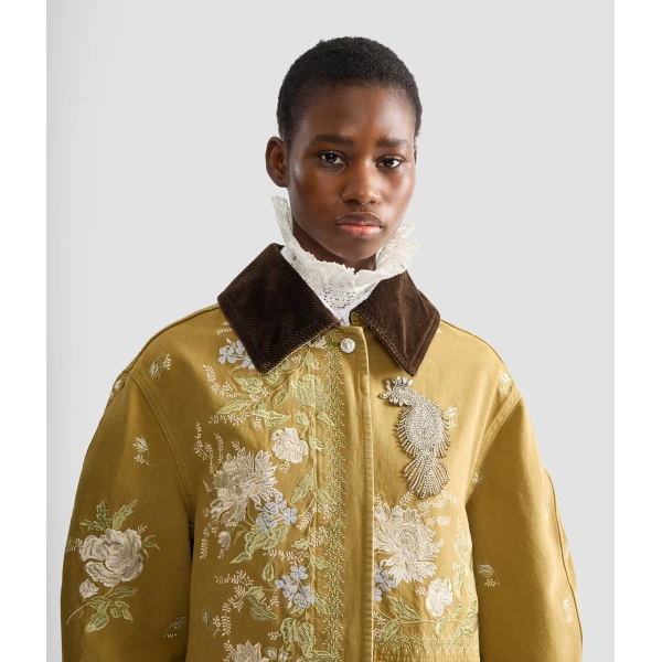 Erdem Embroidered Denim Coat - Coats - British Romantic Luxury at Luxury Shoes 