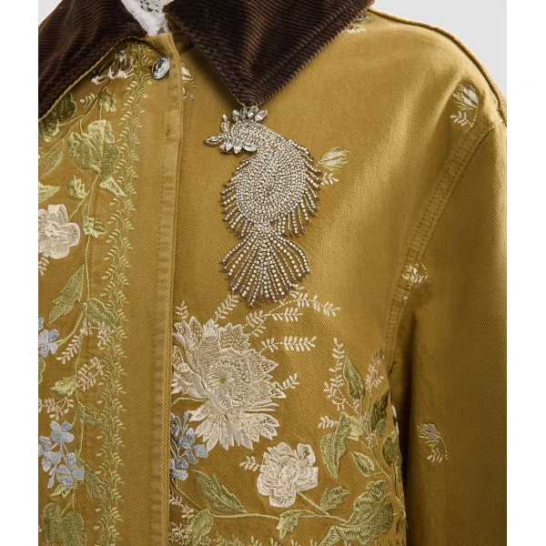 Erdem Embroidered Denim Coat - Coats - British Romantic Luxury at Luxury Shoes 