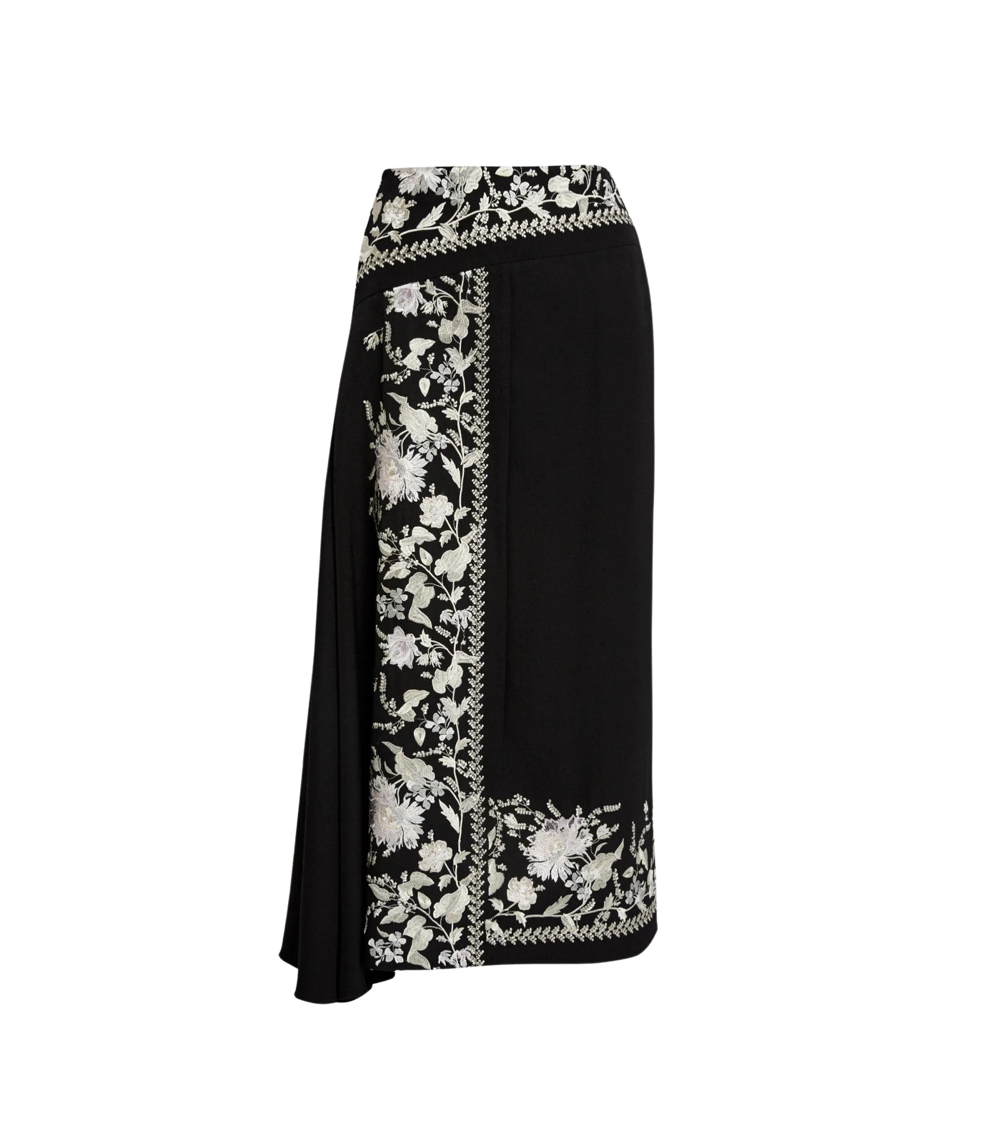 Erdem-Embroidered-Grain-De-Poudre-Draped-Midi-Skirt-coveti13916_nobg Erdem Embroidered Grain De Poudre Draped Midi Skirt - Skirts - British Romantic Luxury at Luxury Shoes