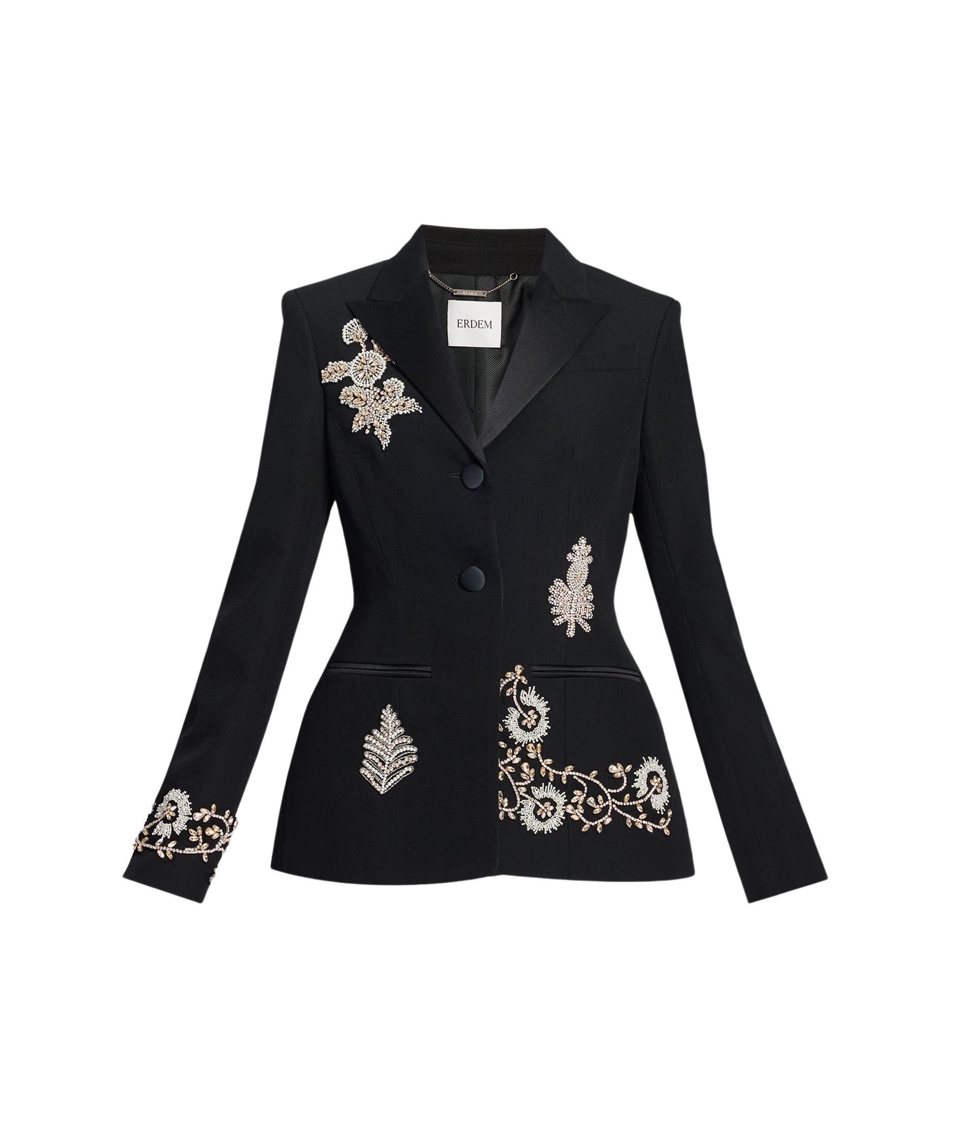 Erdem Embroidered Grain De Poudre Single Breasted Blazer - Jackets - British Romantic Luxury at Luxury Shoes 