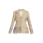 Erdem Embroidered Linen Single Breasted Blazer - Jackets - British Romantic Luxury at Luxury Shoes 