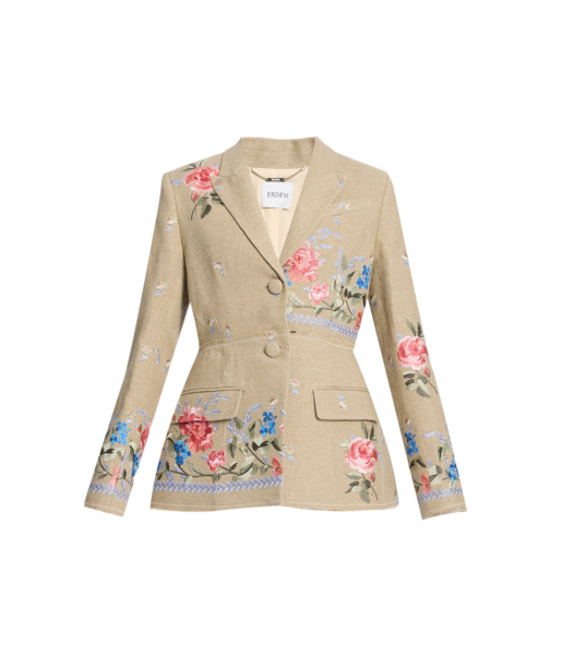 Erdem Embroidered Linen Single Breasted Blazer - Jackets - British Romantic Luxury at Luxury Shoes 