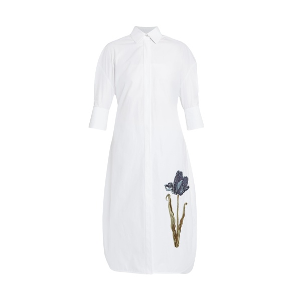 Erdem Embroidered Long Sleeve Shirt Dress - Dresses - British Romantic Luxury at Luxury Shoes 