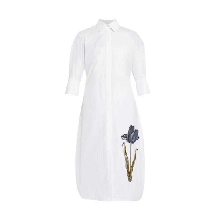 Erdem Embroidered Long Sleeve Shirt Dress - Dresses - British Romantic Luxury at Luxury Shoes 