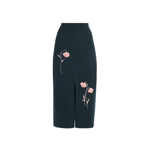 Erdem Embroidered Midi Pencil Knit Skirt - Skirts - British Romantic Luxury at Luxury Shoes 