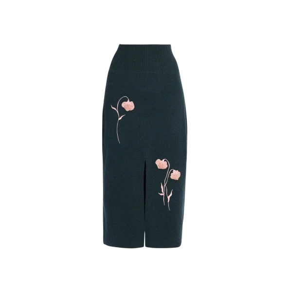Erdem Embroidered Midi Pencil Knit Skirt - Skirts - British Romantic Luxury at Luxury Shoes 