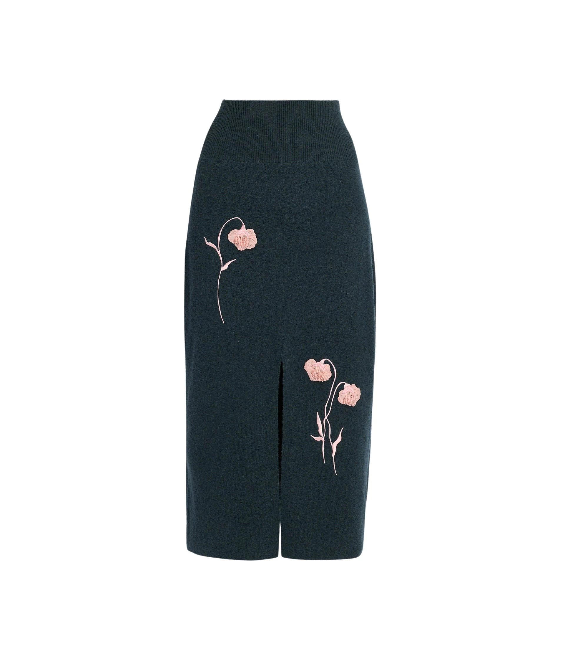 Erdem-Embroidered-Midi-Pencil-Knit-Skirt-coveti82761_nobg Erdem Embroidered Midi Pencil Knit Skirt - Skirts - British Romantic Luxury at Luxury Shoes
