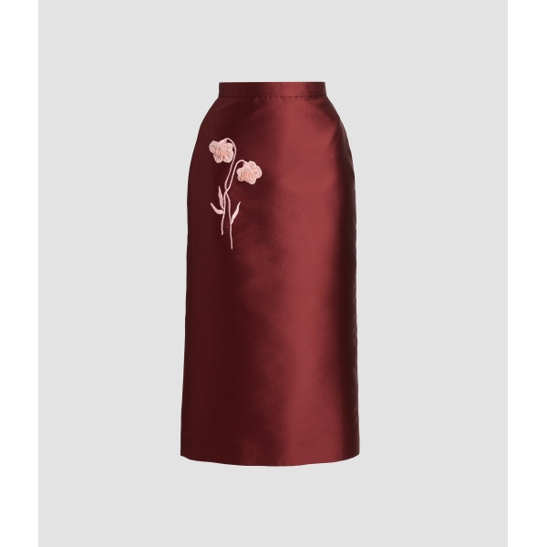Erdem Embroidered Mikado Midi Pencil Skirt - Skirts - British Romantic Luxury at Luxury Shoes 