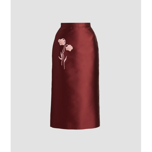 Erdem Embroidered Mikado Midi Pencil Skirt - Skirts - British Romantic Luxury at Luxury Shoes 