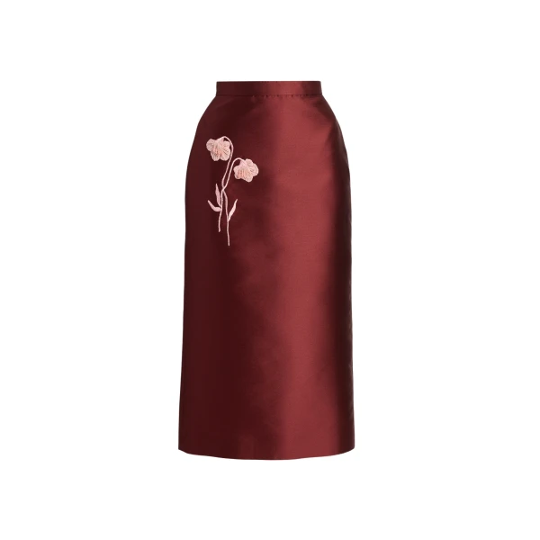 Erdem Embroidered Mikado Midi Pencil Skirt - Skirts - British Romantic Luxury at Luxury Shoes 