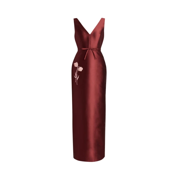 Erdem Embroidered Mikado Pencil Gown - Dresses - British Romantic Luxury at Luxury Shoes 