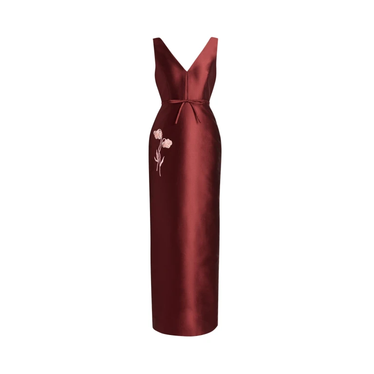Erdem Embroidered Mikado Pencil Gown - Dresses - British Romantic Luxury at Luxury Shoes 