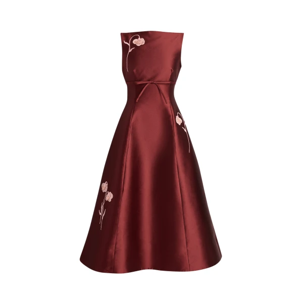 Erdem Embroidered Mikado Sleeveless Midi Dress - Dresses - British Romantic Luxury at Luxury Shoes 