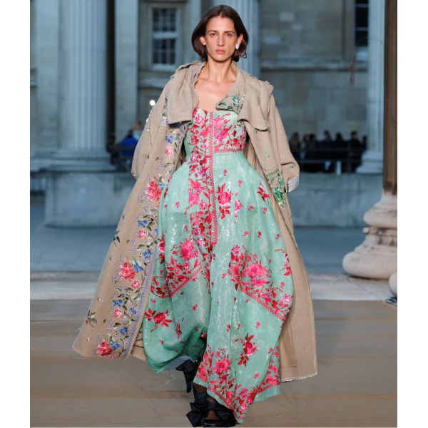 Erdem Embroidered Organza Draped Midi Dress - Dresses - British Romantic Luxury at Luxury Shoes 