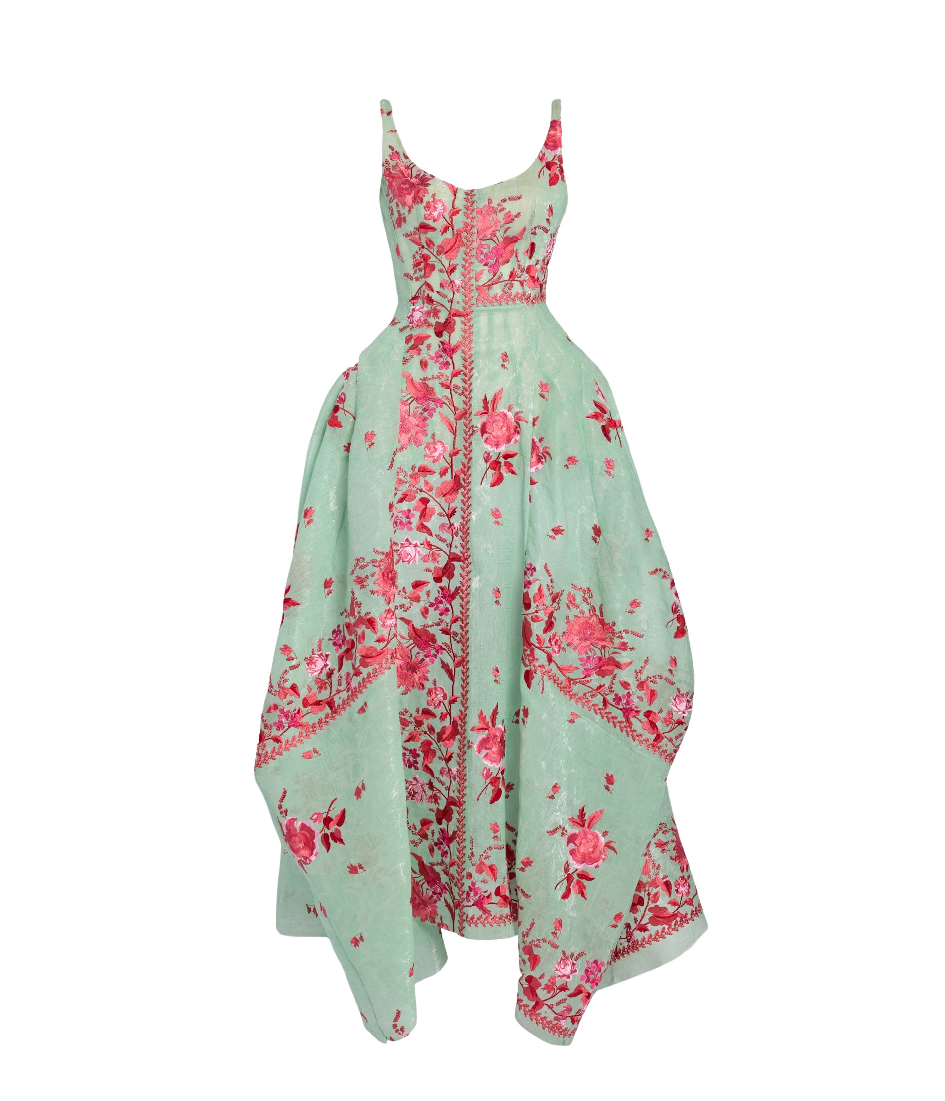 Erdem Embroidered Organza Draped Midi Dress - Dresses - British Romantic Luxury at Luxury Shoes 