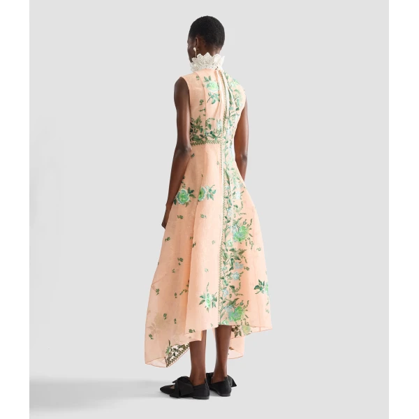Erdem Embroidered Organza Draped Midi Dress - Dresses - British Romantic Luxury at Luxury Shoes 