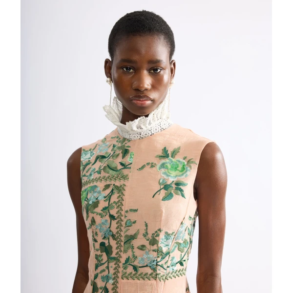 Erdem Embroidered Organza Draped Midi Dress - Dresses - British Romantic Luxury at Luxury Shoes 