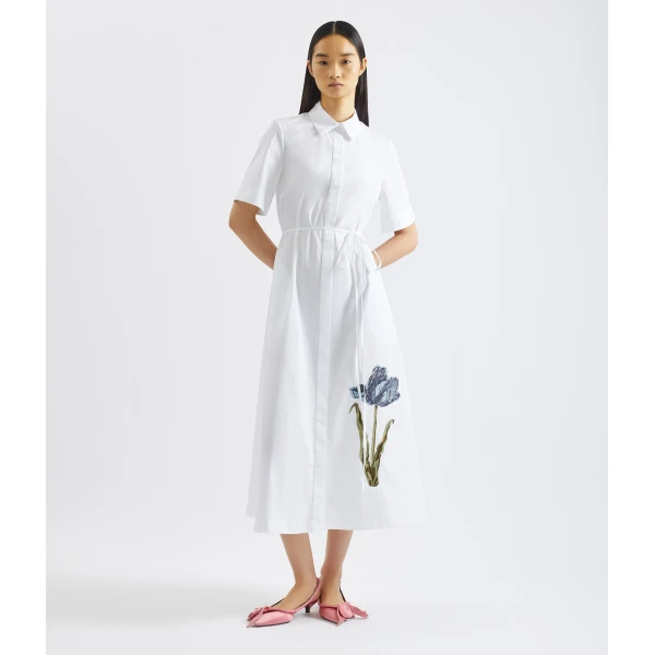 Erdem Embroidered Short Sleeve Shirt Dress - Dresses - British Romantic Luxury at Luxury Shoes 