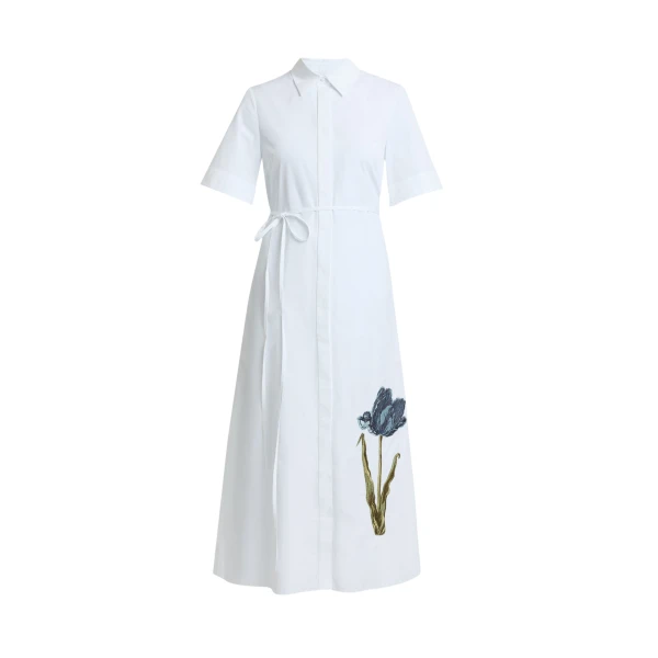 Erdem Embroidered Short Sleeve Shirt Dress - Dresses - British Romantic Luxury at Luxury Shoes 