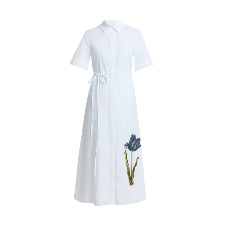 Erdem Embroidered Short Sleeve Shirt Dress - Dresses - British Romantic Luxury at Luxury Shoes 