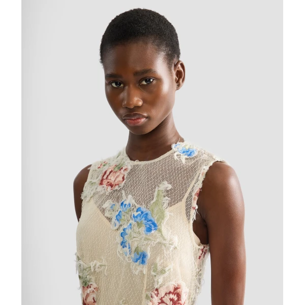 Erdem Embroidered Shredded Mesh Pencil Midi Dress - Dresses - British Romantic Luxury at Luxury Shoes 