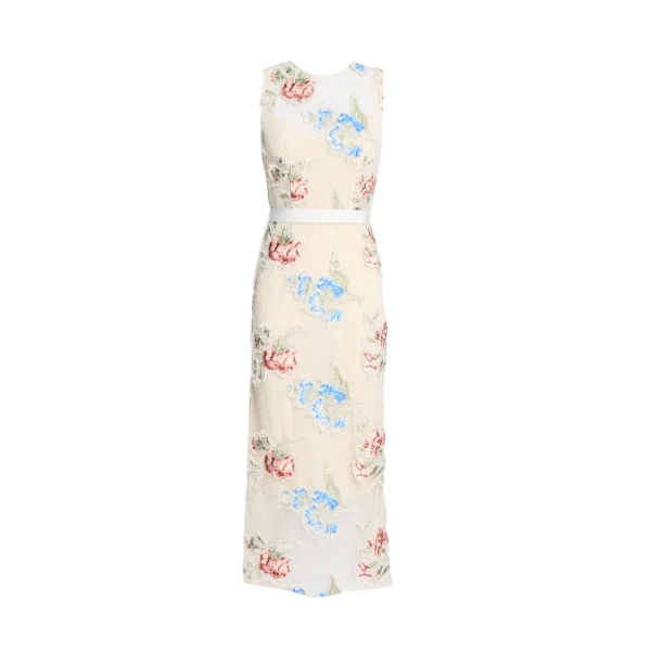 Erdem Embroidered Shredded Mesh Pencil Midi Dress - Dresses - British Romantic Luxury at Luxury Shoes 