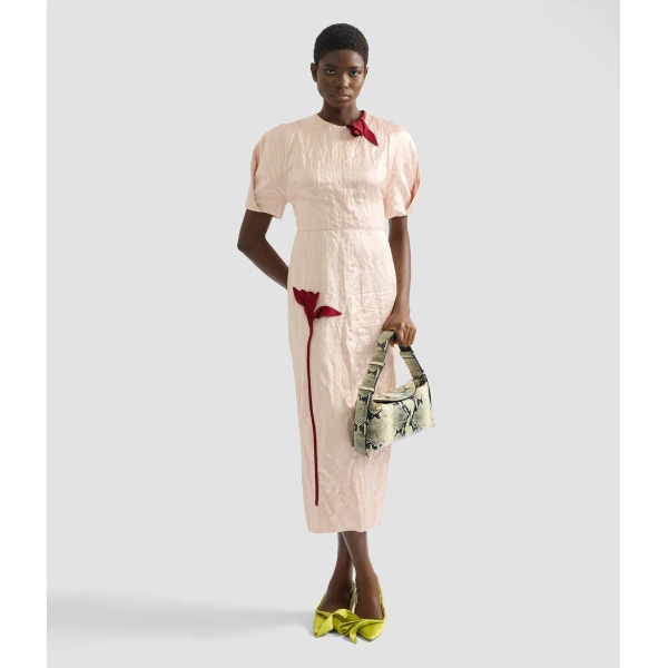 Erdem Embroidered Textured Satin Midi Dress - Dresses - British Romantic Luxury at Luxury Shoes 