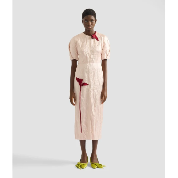 Erdem Embroidered Textured Satin Midi Dress - Dresses - British Romantic Luxury at Luxury Shoes 