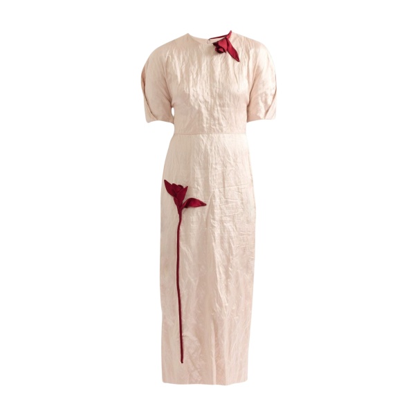 Erdem Embroidered Textured Satin Midi Dress - Dresses - British Romantic Luxury at Luxury Shoes 