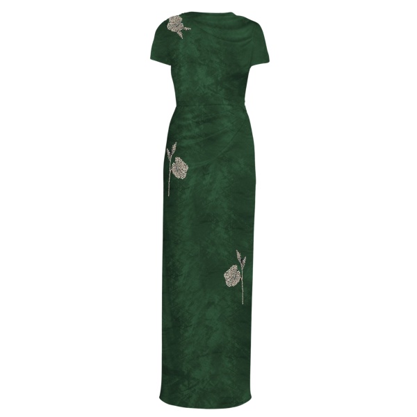 Erdem Embroidered Textured Satin Short Sleeve Gown - Dresses - British Romantic Luxury at Luxury Shoes 