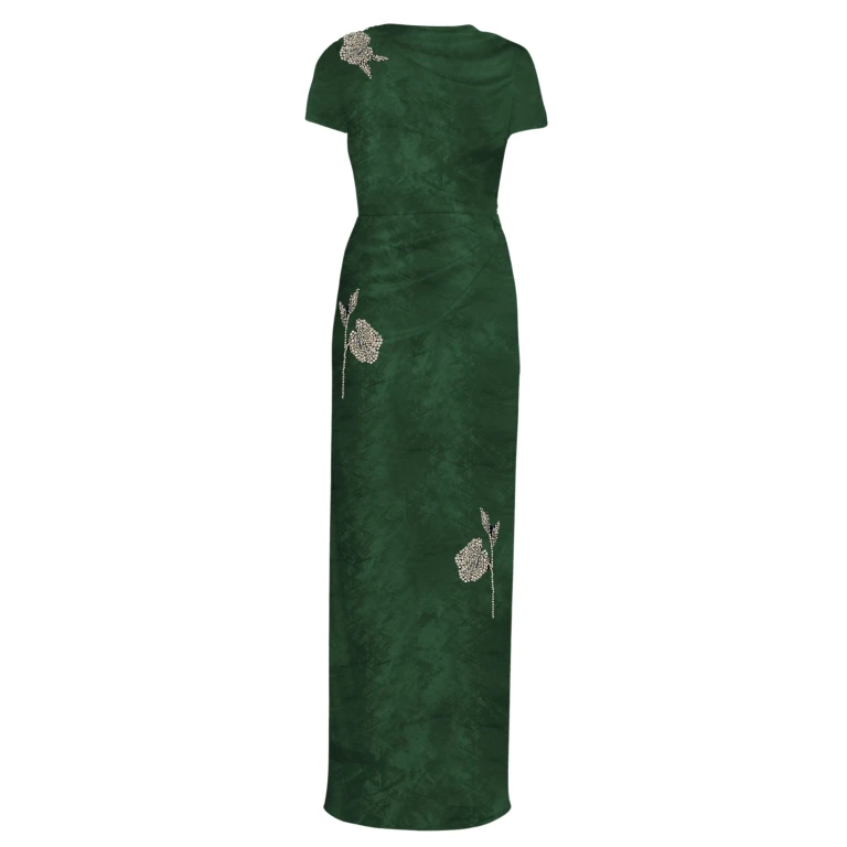 Erdem Embroidered Textured Satin Short Sleeve Gown - Dresses - British Romantic Luxury at Luxury Shoes 