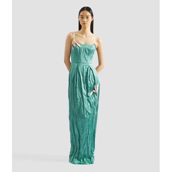 Erdem Embroidered Textured Satin Sleeveless Gown - Dresses - British Romantic Luxury at Luxury Shoes 