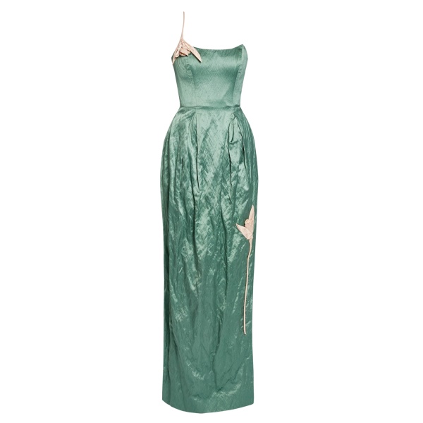 Erdem Embroidered Textured Satin Sleeveless Gown - Dresses - British Romantic Luxury at Luxury Shoes 