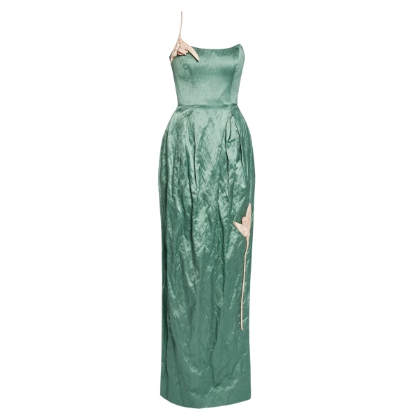 Erdem Embroidered Textured Satin Sleeveless Gown - Dresses - British Romantic Luxury at Luxury Shoes 