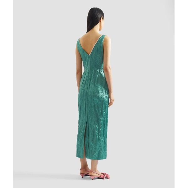 Erdem Embroidered Textured Satin Sleeveless Midi Dress - Dresses - British Romantic Luxury at Luxury Shoes 