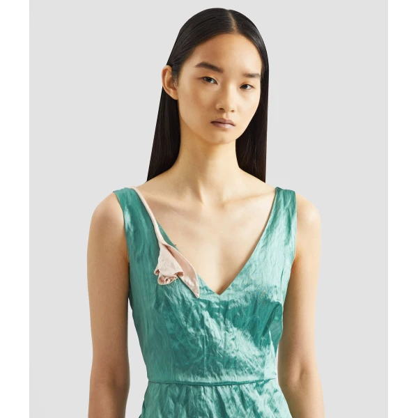 Erdem Embroidered Textured Satin Sleeveless Midi Dress - Dresses - British Romantic Luxury at Luxury Shoes 