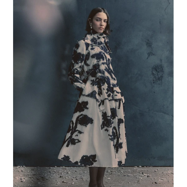 Erdem Fil Coupe Poplin Midi Full Skirt - Skirts - British Romantic Luxury at Luxury Shoes 