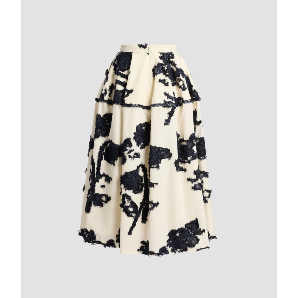 Erdem Fil Coupe Poplin Midi Full Skirt - Skirts - British Romantic Luxury at Luxury Shoes 