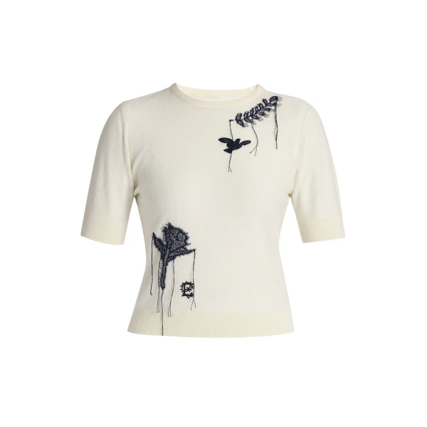Erdem Fine Alpaca Blend Short Sleeve Crew Jumper - Knitwear - British Romantic Luxury at Luxury Shoes 