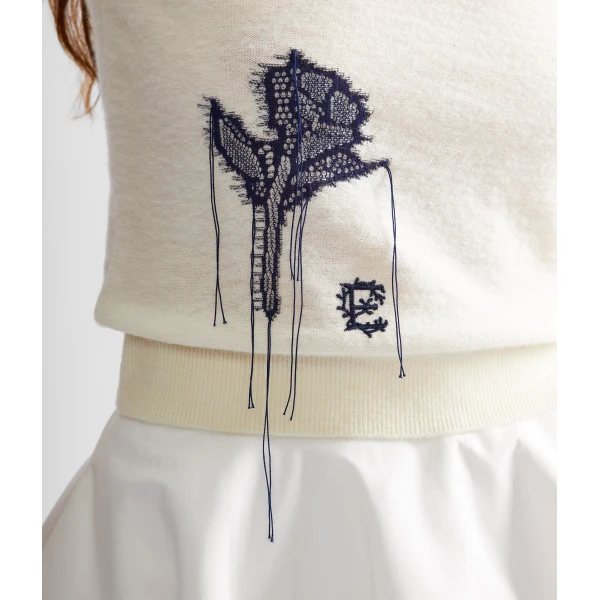 Erdem Fine Alpaca Blend Short Sleeve Crew Jumper - Knitwear - British Romantic Luxury at Luxury Shoes 