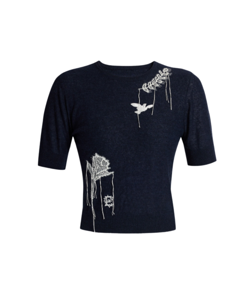 Erdem Fine Alpaca Blend Short Sleeve Crew Jumper - Knitwear - British Romantic Luxury at Luxury Shoes 